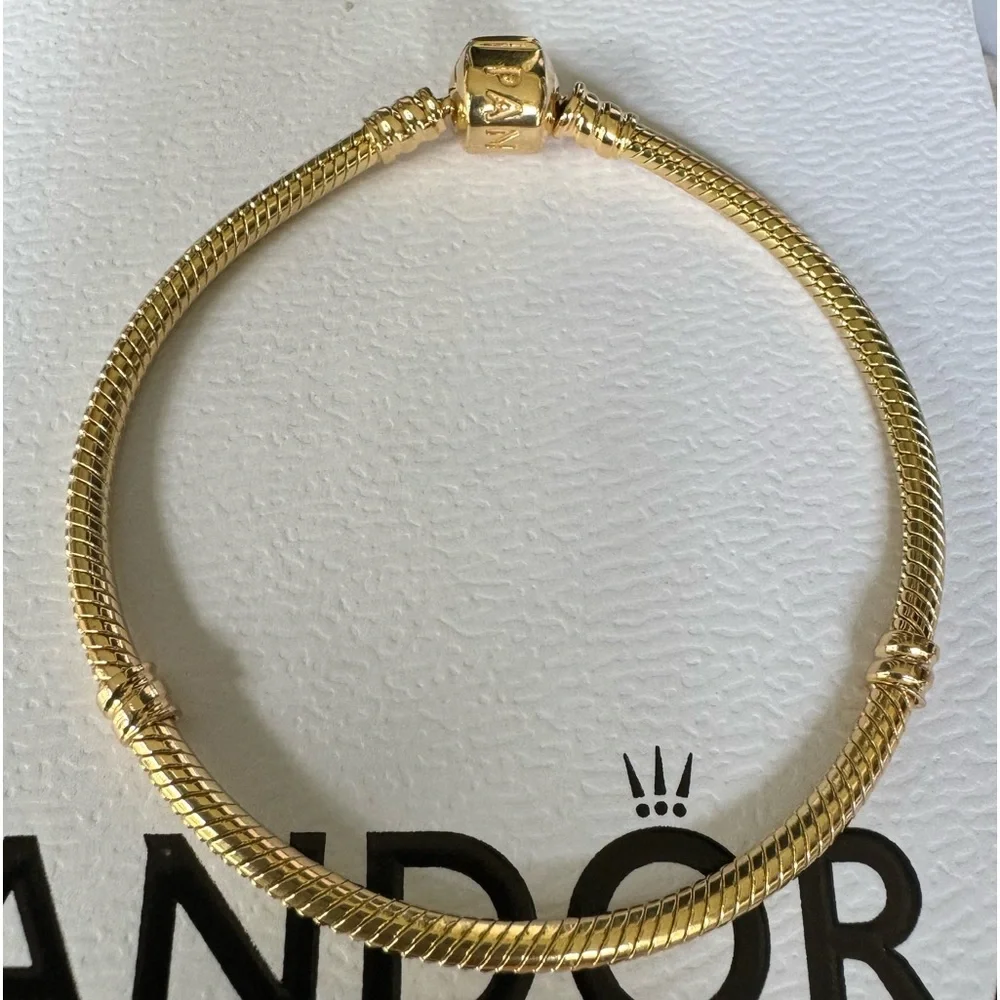 ❗️NEW❗️100% Authentic PANDORA Moments Snake Bracelet 14k Yellow Gold 7.9”